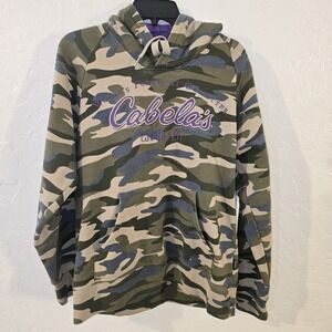 Cabelas Womens Sweatshirt M Purple Camo Pullover Hoodie Outdoor Y2K 90s Street